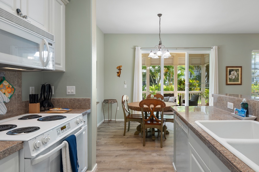 Thoughtfully designed kitchen with lanai access—blend cooking and conversation effortlessly.