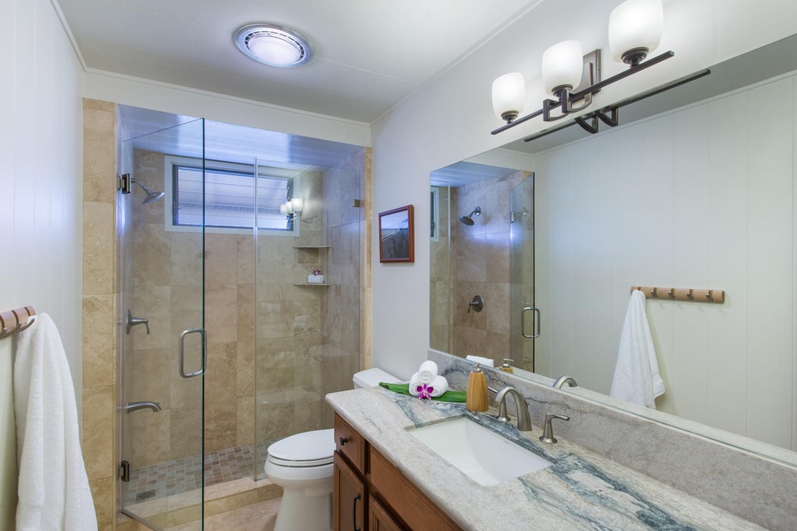 Beautifully remodeled primary bath.