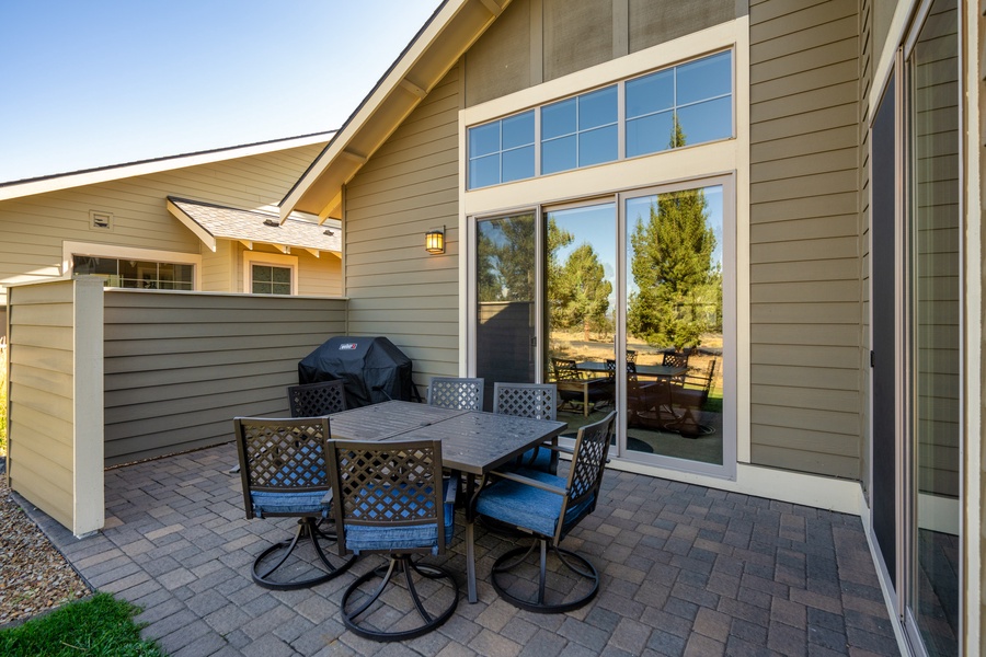 Step out onto the patio and enjoy the convenience of a table for outdoor dining and a BBQ grill for flavorful cookouts and gatherings