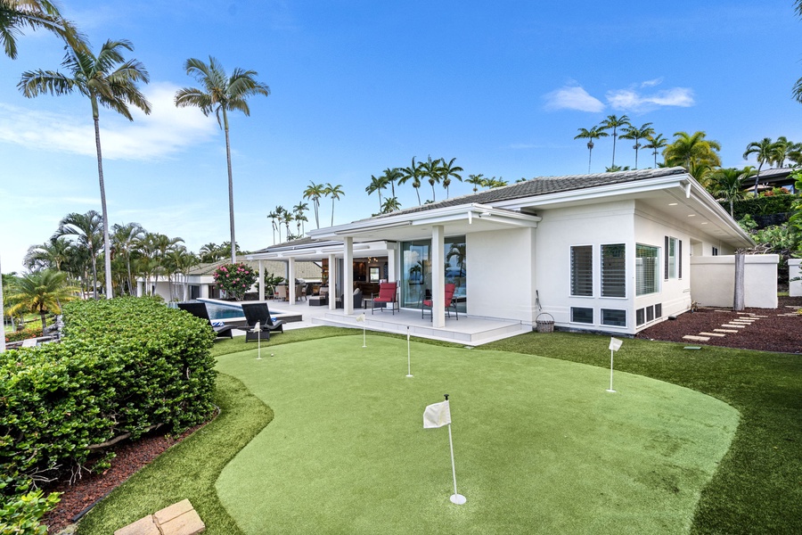 Practice your short game in style with this private putting green just outside your door.