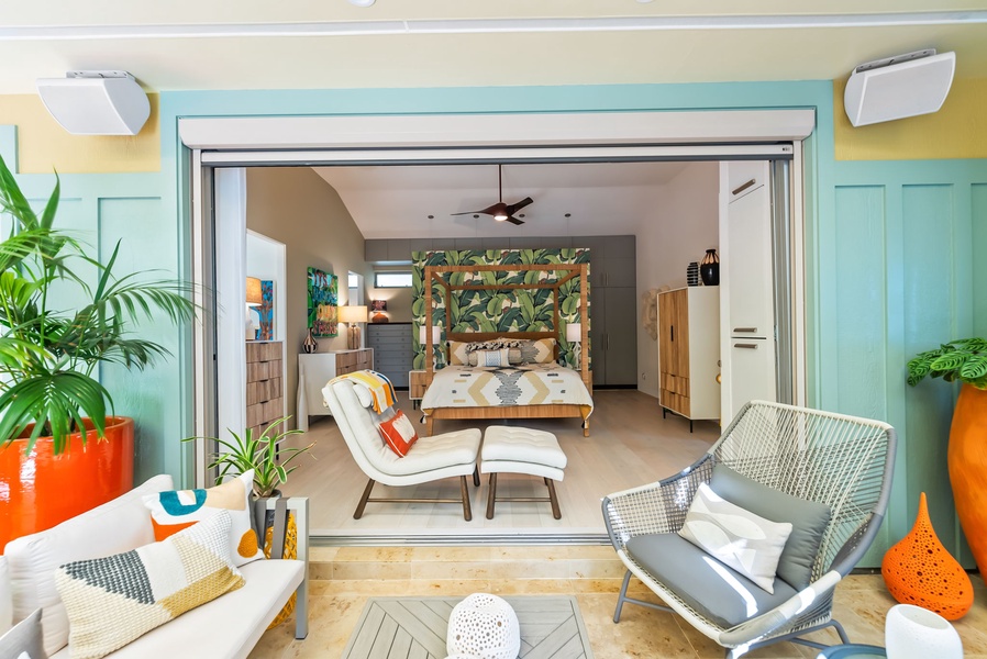 Enjoy effortless transitions from sunlit lounging to restful indoor comfort.