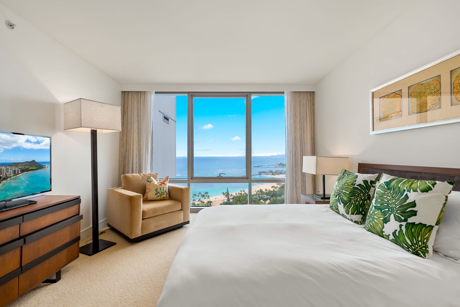 Primary bedroom with stunning ocean views