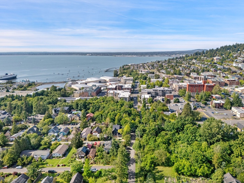 Aerial view shows just how close you are to the shoreline and town.