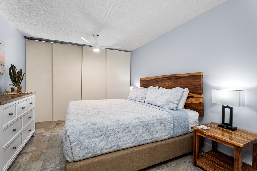 Spacious bedroom with a large closet and a calming ambiance. (doors to bonus room closed)