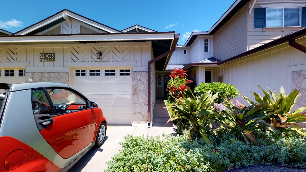 Paved area and garage at the condo.