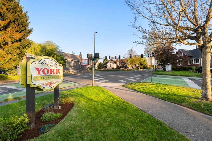 Discover the historic York neighborhood with tree-lined streets and local spots nearby.