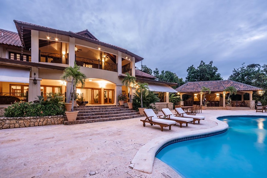 Enjoy a dip in the pool with convenient loungers poolside.