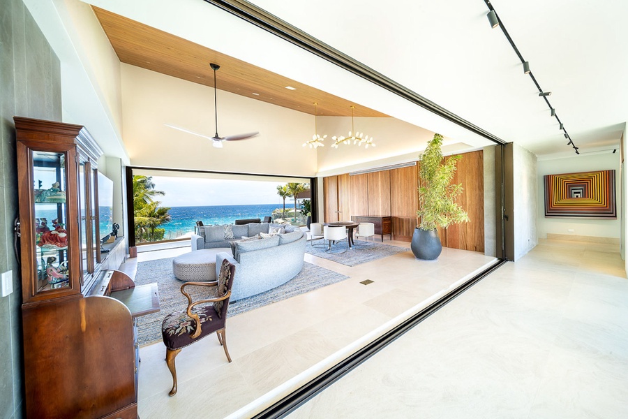 Breathtaking ocean views from the elegant indoor living space.