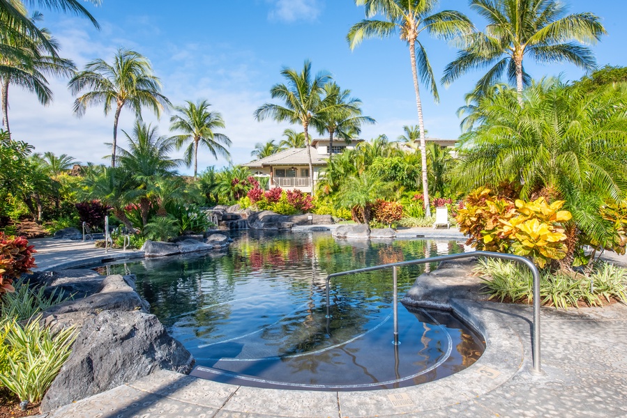 Palm Villas Beautiful & Inviting Lagoon Style Swimming Pool, Jacuzzi and Waterfall, Surrounded by Lush Landscaping