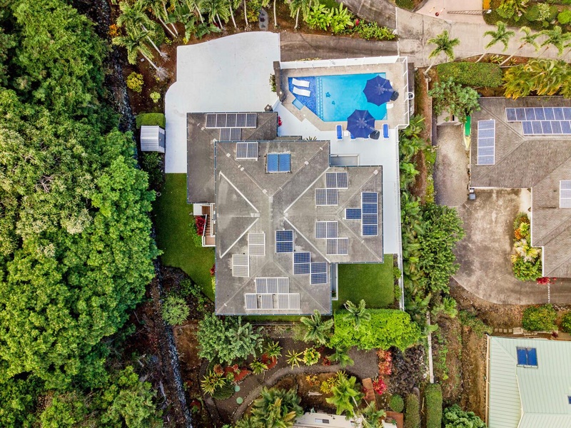 The aerial shot of your home.