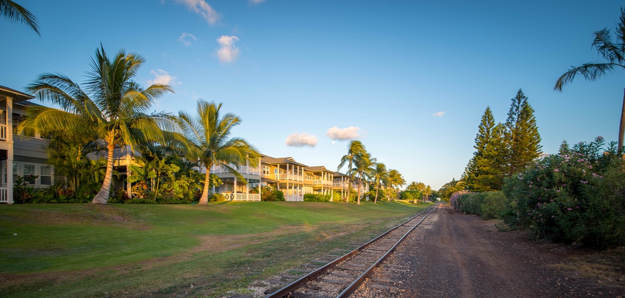 Train tracks on the island.