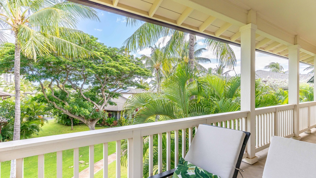 A peaceful escape on the upstairs lanai.