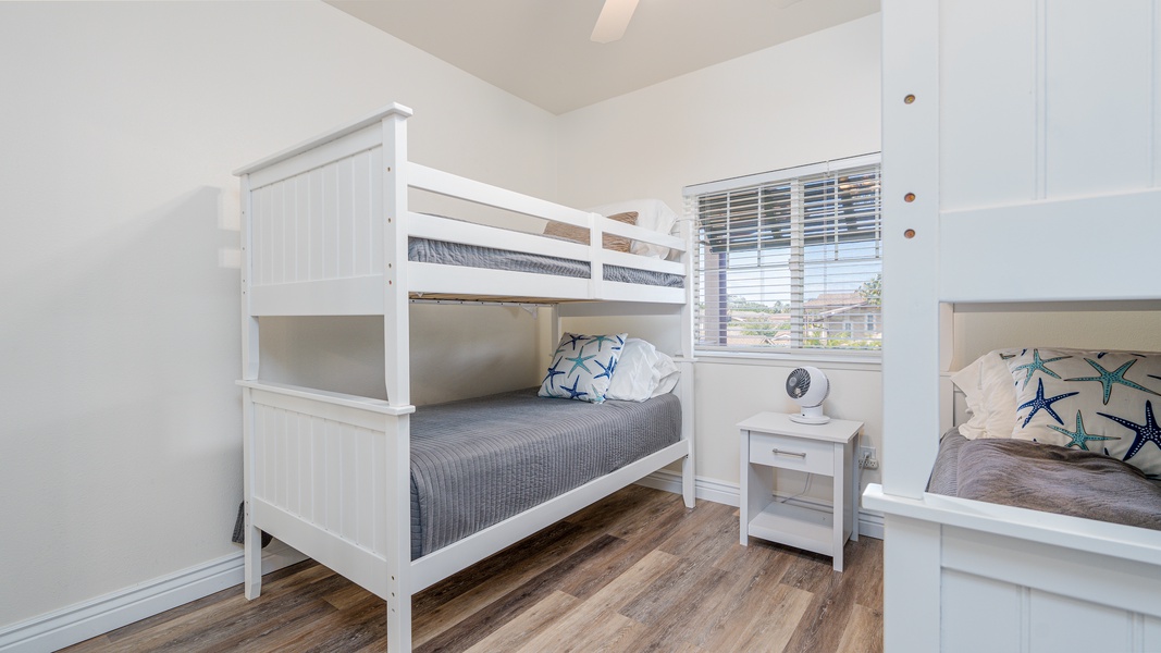 The third guest bedroom with bunk beds for extra guests.