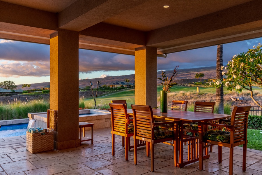 Gather for sunset meals or morning coffee with panoramic views stretching to the Pacific horizon.