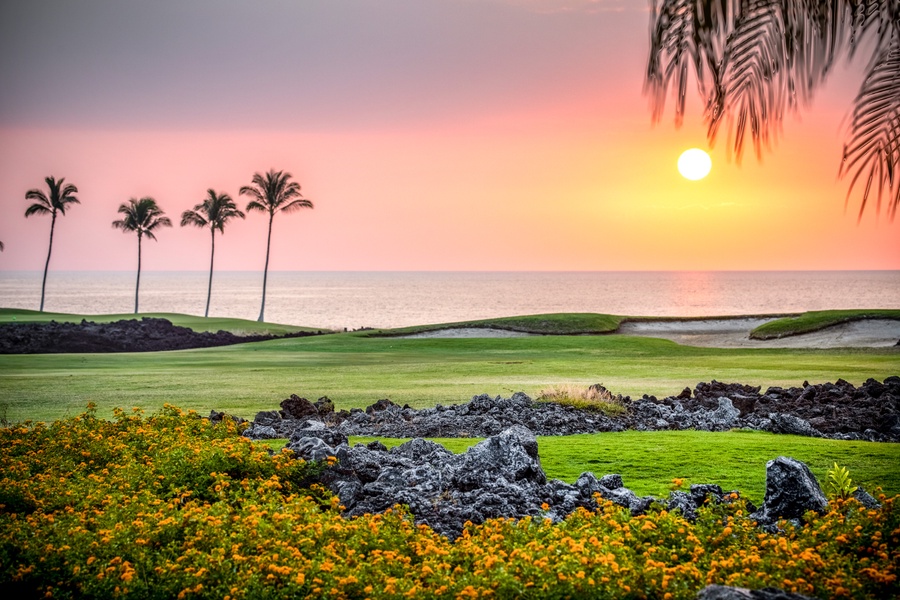Take in the gentle sway of the palm trees and the sun dipping below the horizon from your slice of paradise.