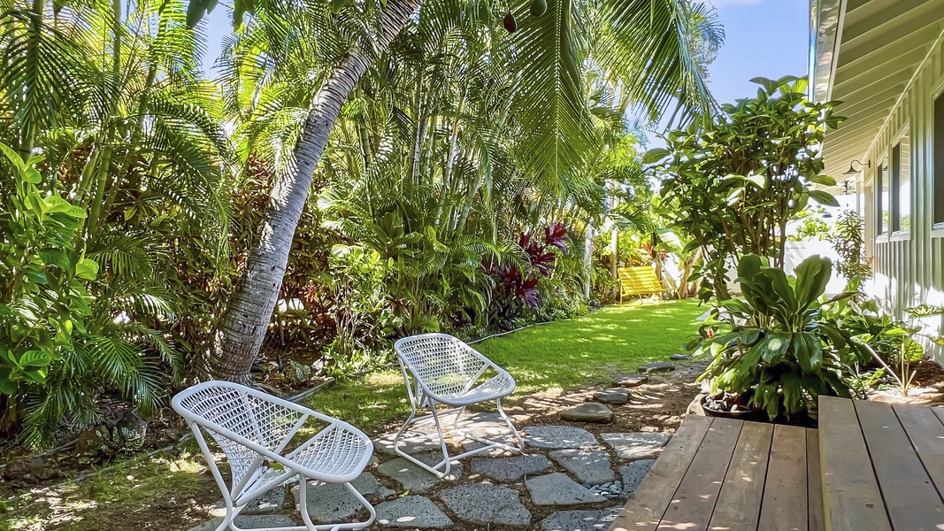 Enjoy direct access to a private garden lanai from the primary
