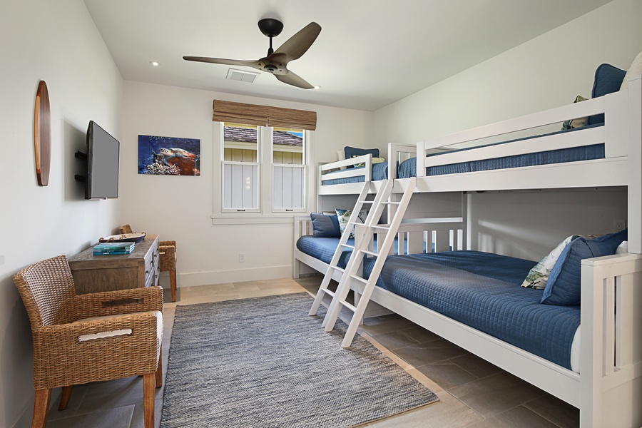 Guest bunk room perfect for little ones. It has 2 Twin-over-Double Bunk Beds