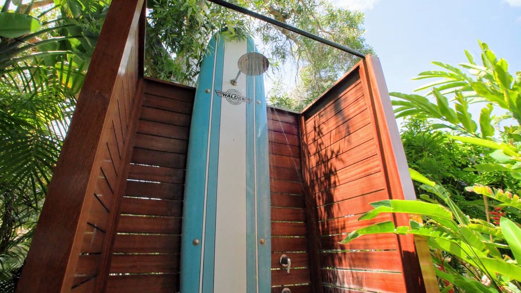 Rinse off in the outdoor shower after a long, fun day on the beach