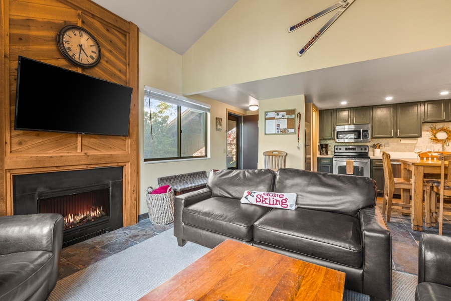 Sink into cozy seats in the living area, perfect for unwinding after a day of exploration.