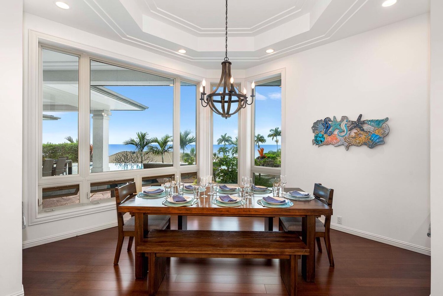 Indoor dining for 8 with a spectacular ocean view!
