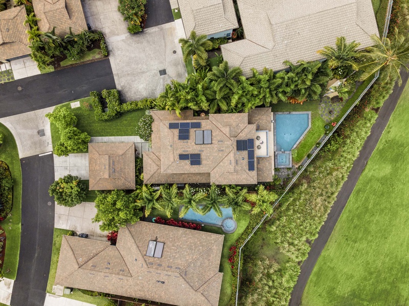 Aerials of the home and surrounding neighborhood