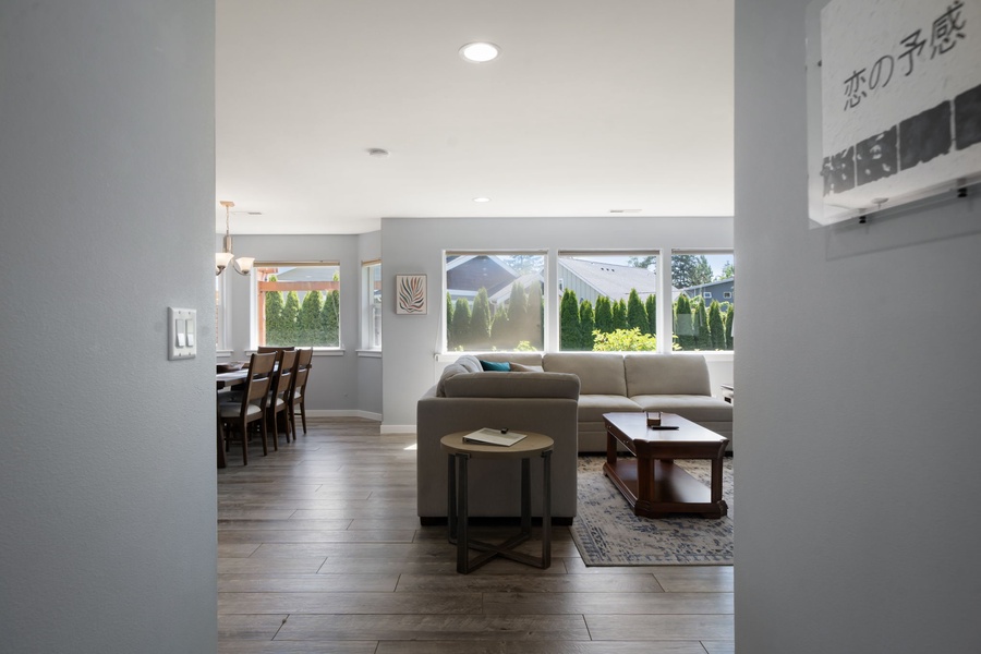 Wake up and roll into the bright living spaces where oversized windows gently get you ready to take on the day.