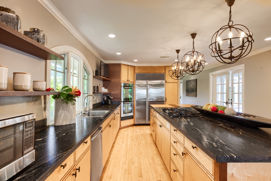 The kitchen is ultimately built for a private chef to whip you up a five star meal!  All serving platters, dinnerware and such items are provided.