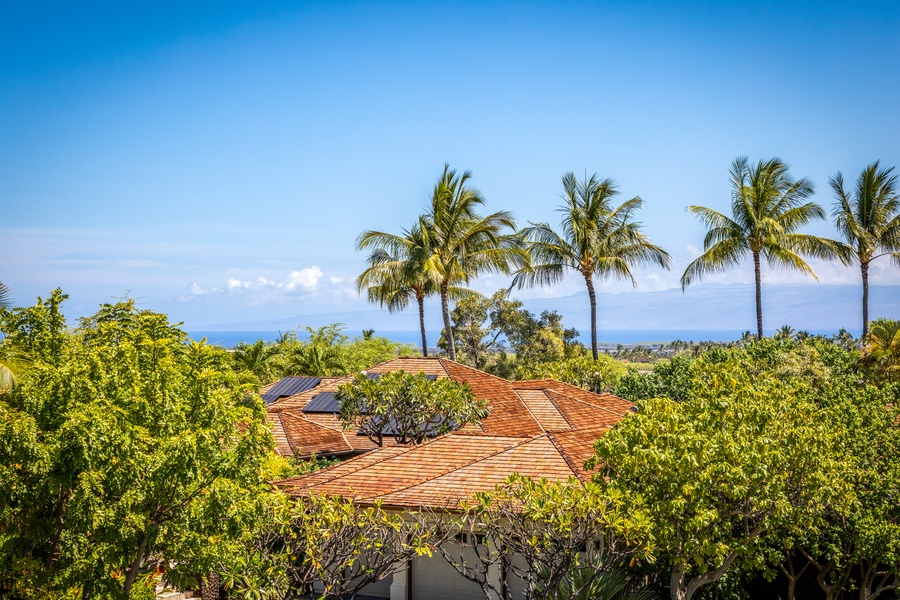 Closer look at the panoramic ocean views on offer from the lanai, great room, kitchen, and primary suite.