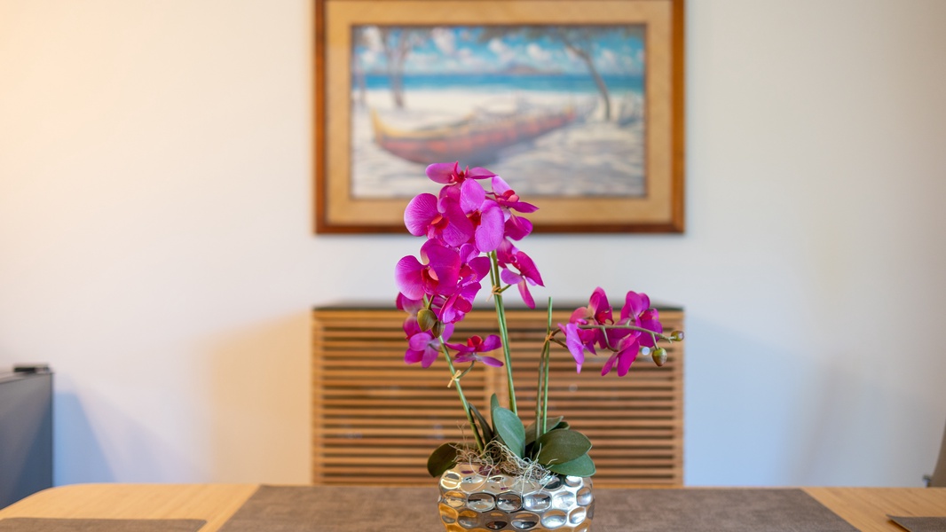 Delicate Hawaiian touches throughout the home.