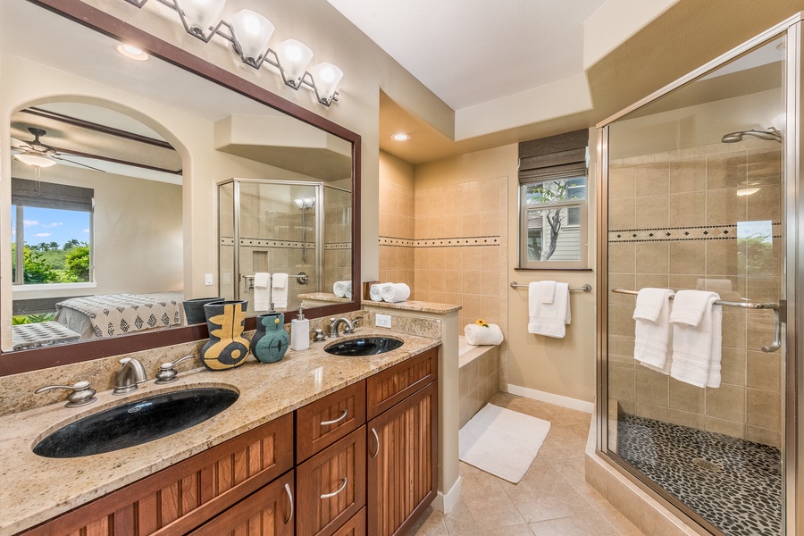Luxurious Primary Bathroom w/ Separate WC, Glass Shower, Soaking Tub and Dual Sinks