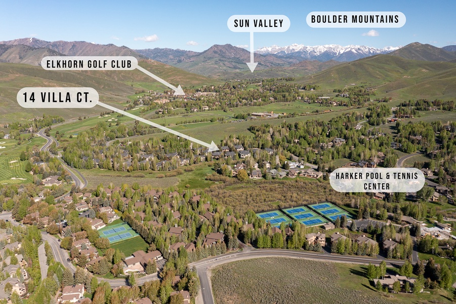 This house is steps away from Sun Valley Pavilion, Lodge, and Village, and a scenic view of the Boulder Mountain