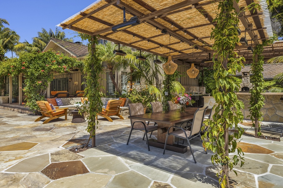 Dine al fresco with a view on the cabana.