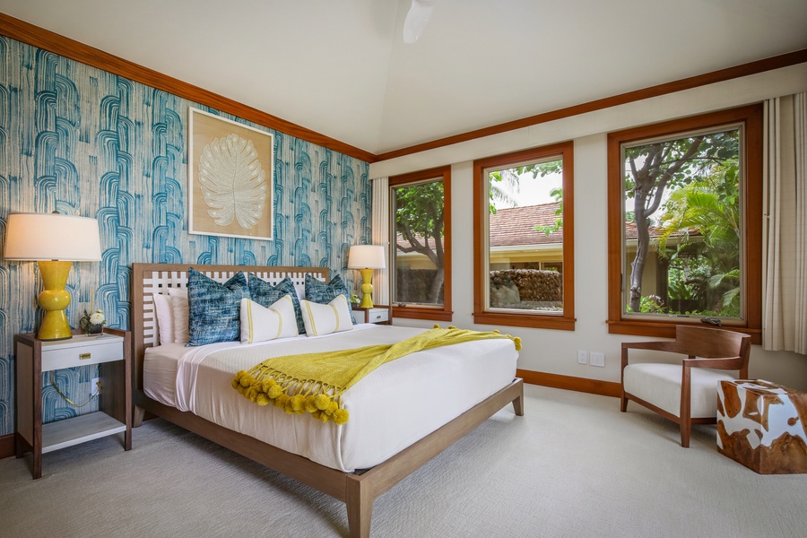 Guest Room 2 with king bed, ocean views, Smart flat screen television and en suite bath.