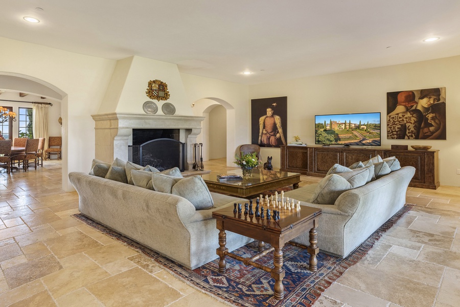 Play chess, watch the ball game or cozy up by the fire in the comfortably appointed family room.