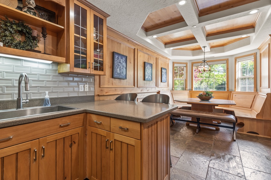 Enjoy the beautiful window views while you cook up a meal for your loved ones