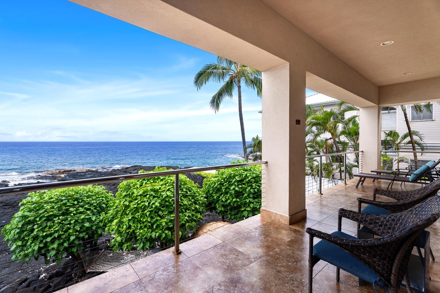 The large lower Lanai connects the Primary bedroom and Junior Primary bedroom, perfect for watching the ocean come to life!