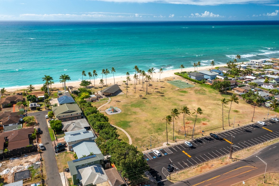 Aerial shot of the neighborhood