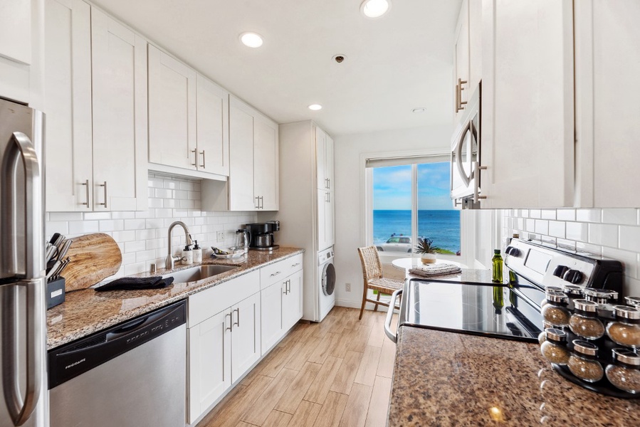 Kitchen has Ocean Views