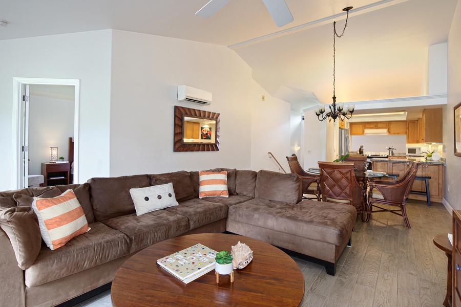 Villas of Kamalii #35 features an open-concept floor plan with a bright island feel, a comfortable living space, and a well-equipped kitchen