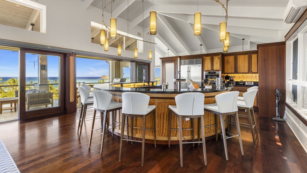 Want to keep the chef company? Gather around the breakfast bar while you wait for your feast