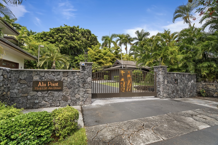 Gated entry to the Aliʻi Point Complex—exclusive access for enhanced privacy and security.