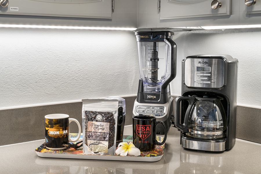 Coffee corner and high end blender for our guests enjoyment!