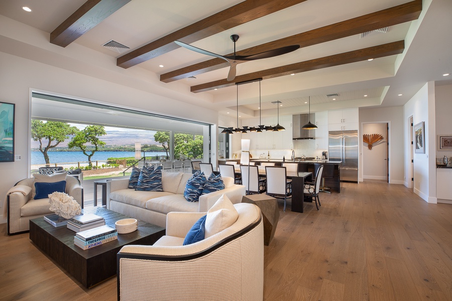 Immerse in the sleek design of this modern-contemporary beach abode.