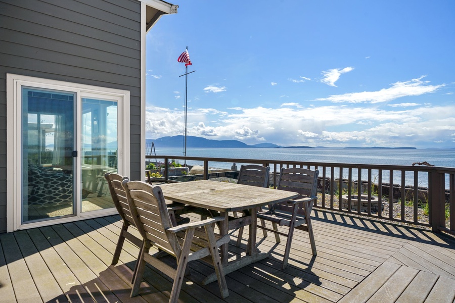 Dine al fresco on the furnished deck during warm weather.