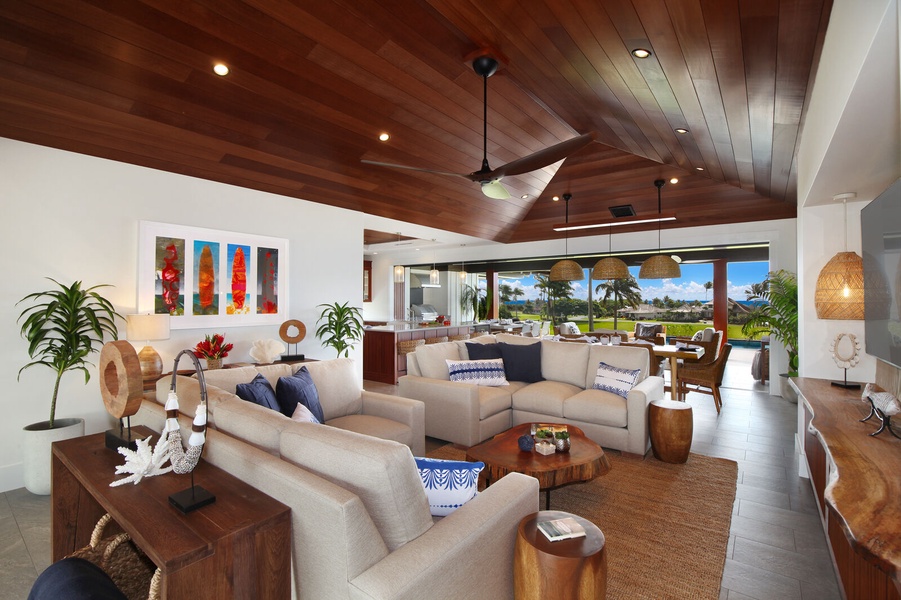 Open living space with ocean views