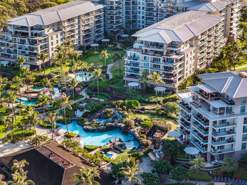 Bird’s-eye view of Honua Kai showcases the central location of Honua Kai Konea 204.