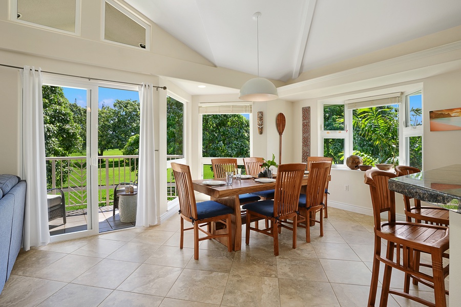 Dining room with golf course view