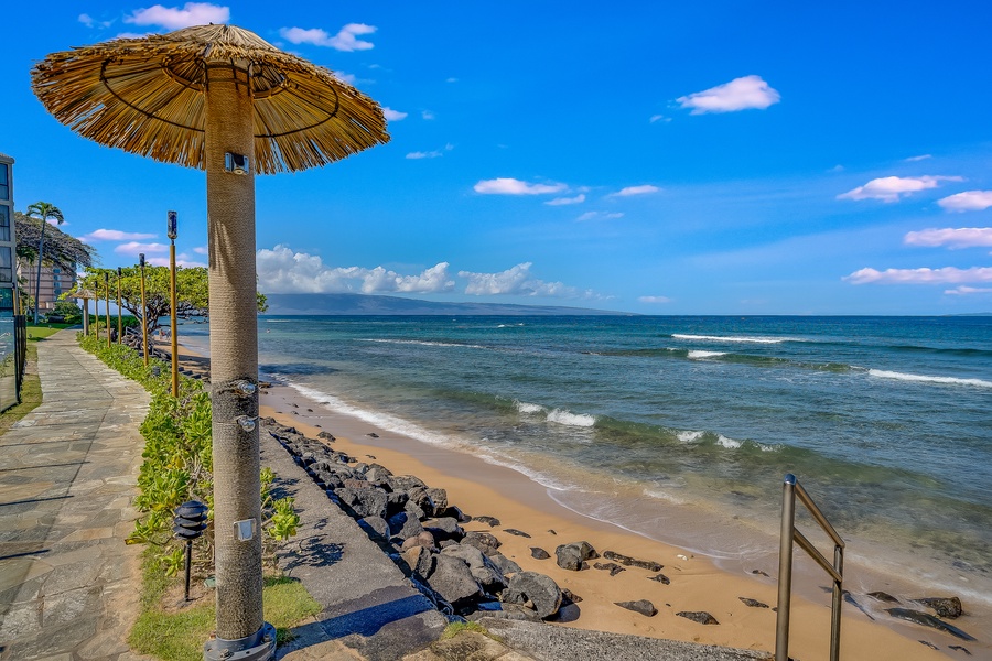 Oceanfront bliss awaits right in front of Kaanapali Shores in West Maui.