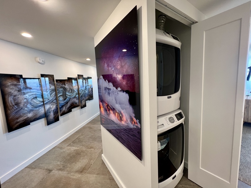 A convenient in-unit washer and dryer, tucked away for easy access during your stay.