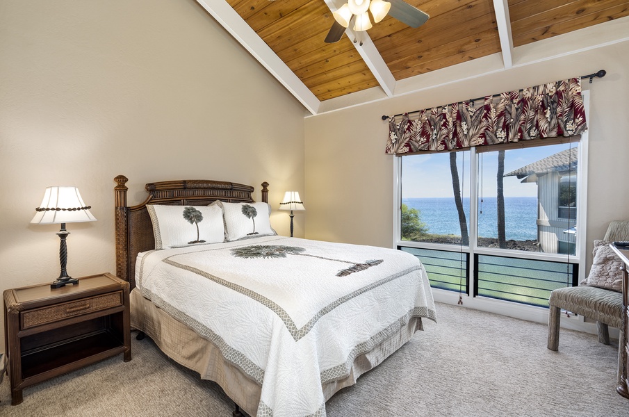 Guest bedroom with stellar ocean views! Queen bed, and A/C